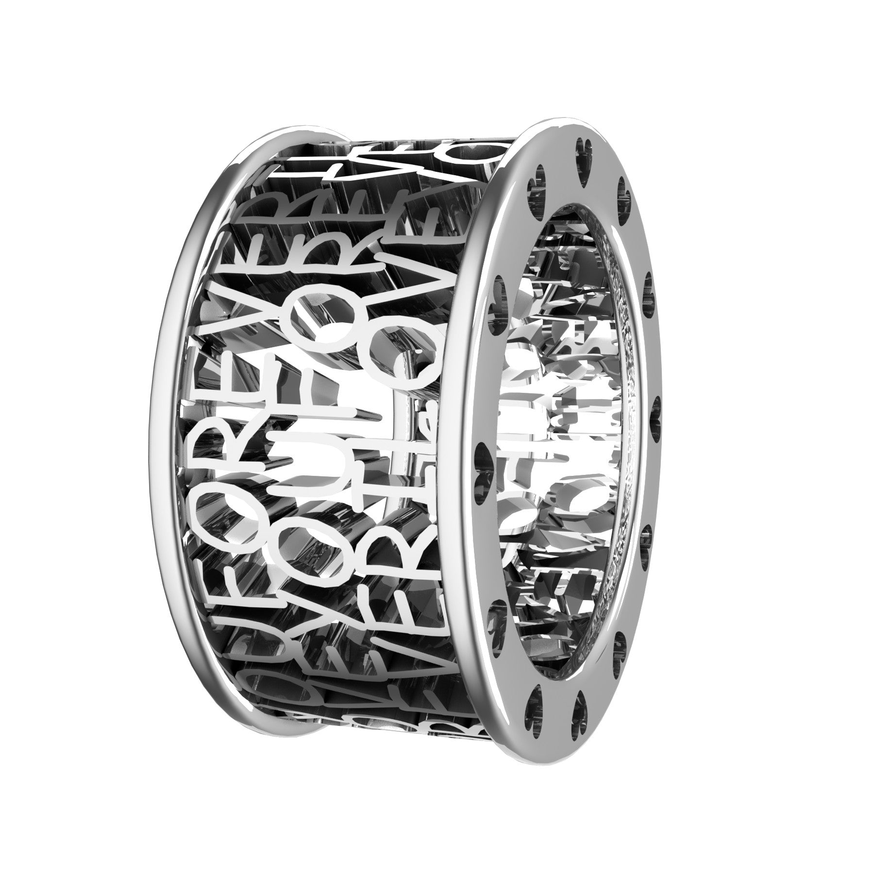I love you forever ring, 18 k white gold, weight about 11,00 g. (0,39 oz), width 11,5 mm