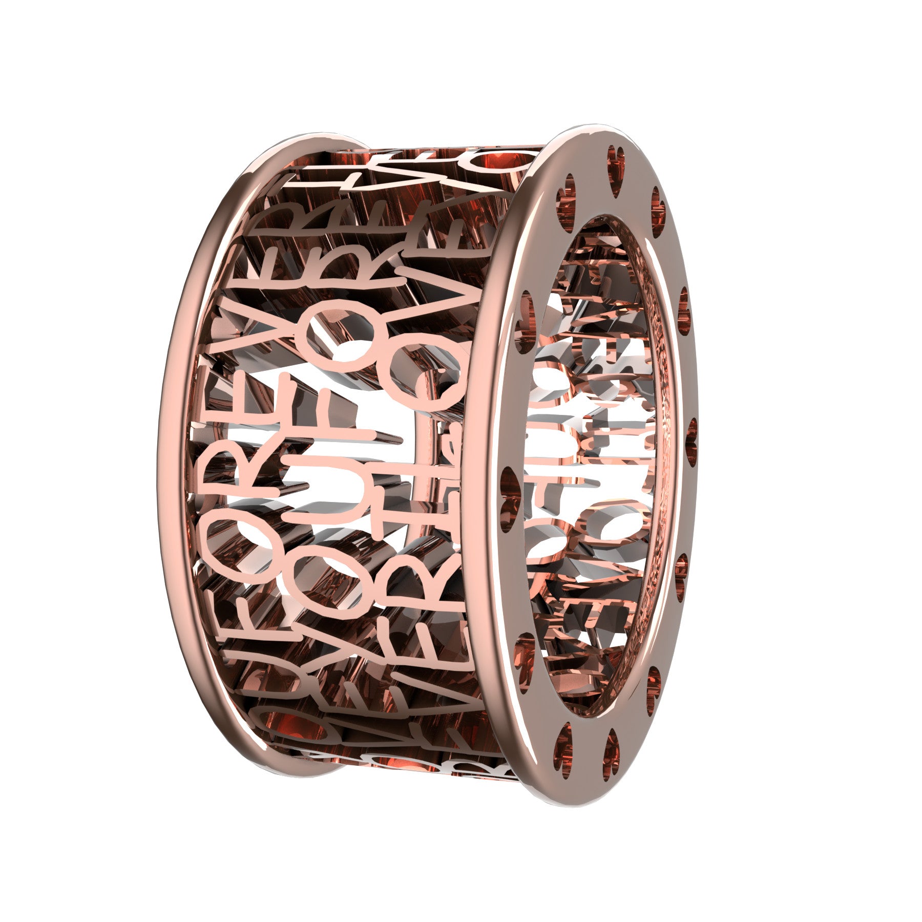 I love you forever ring, 18 k pink gold, weight about 10,00 g. (0,35 oz), width 11,5 mm
