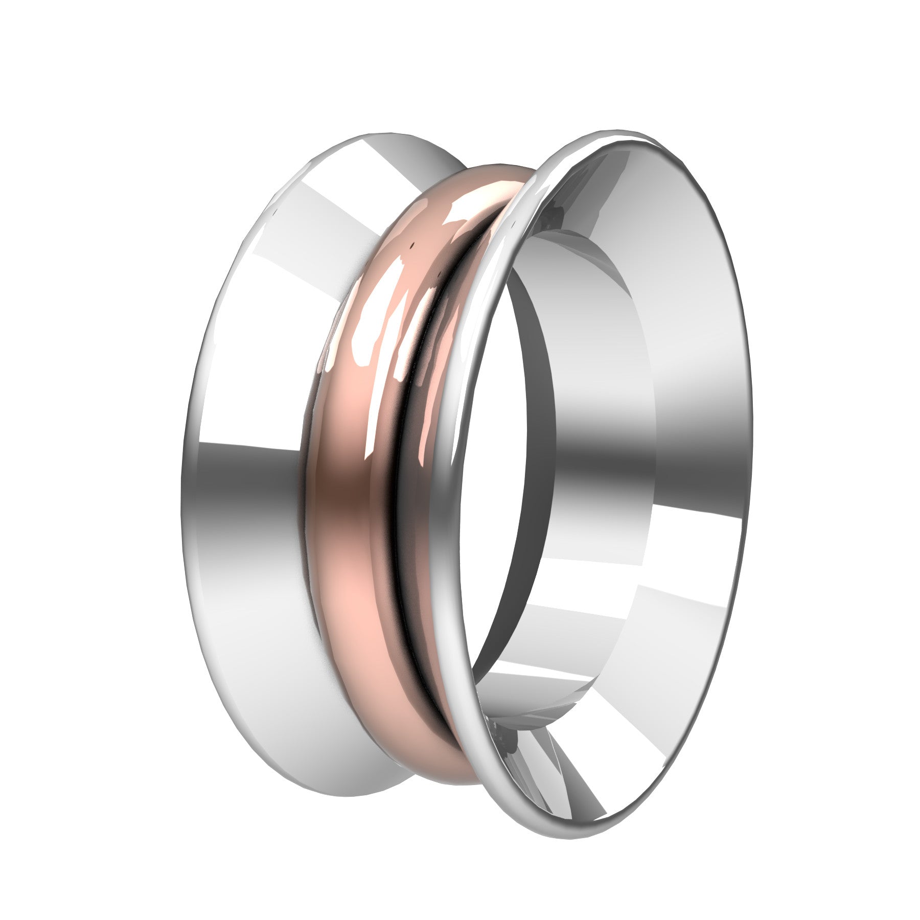bobo band ring, 18 k white and pink gold, weight about 11,1 g (0,39 oz); width 9,60 mm