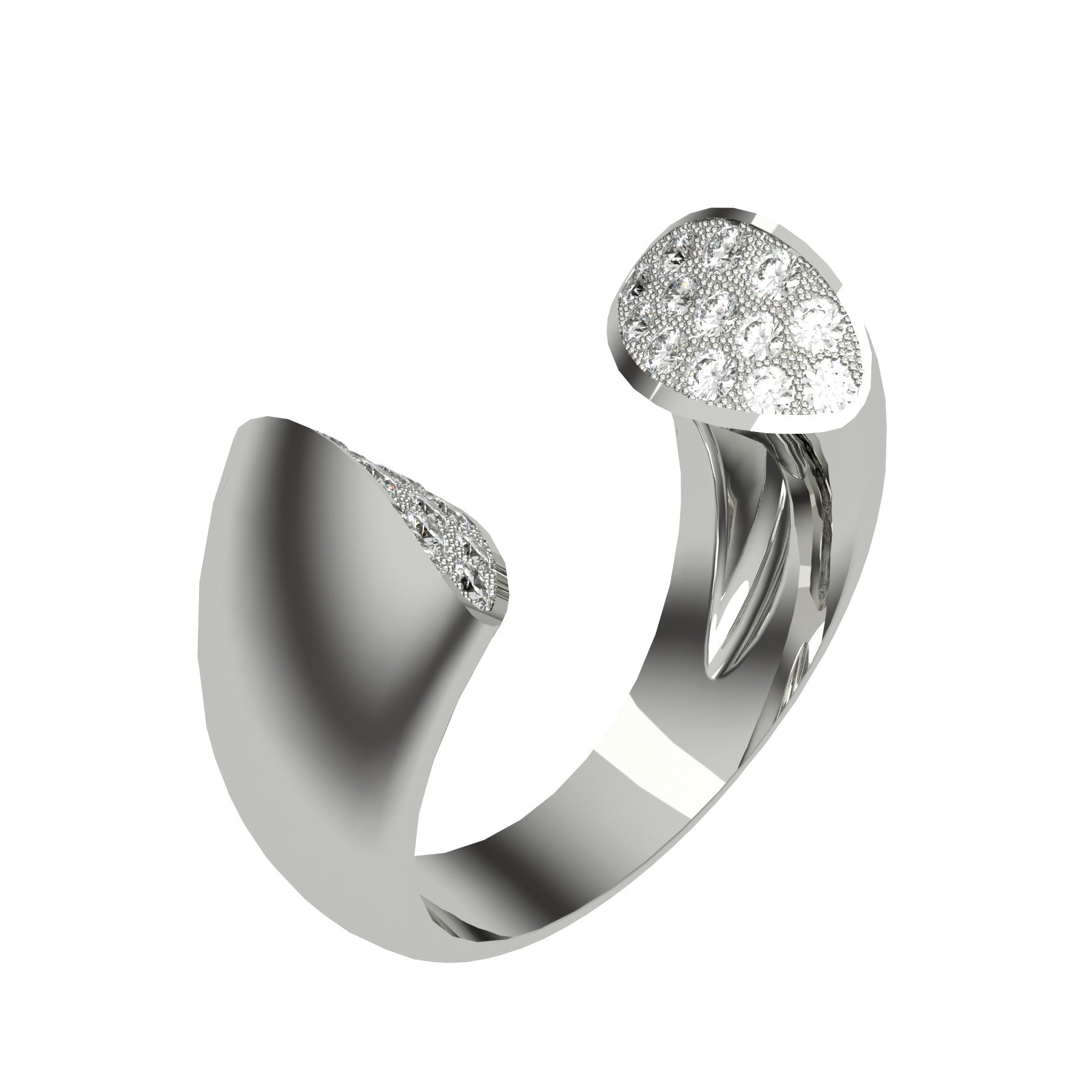 Open ellipse ring, 18 karat white gold , natural diamonds, weight about 11,50 g (0,40 oz), width 10 mm