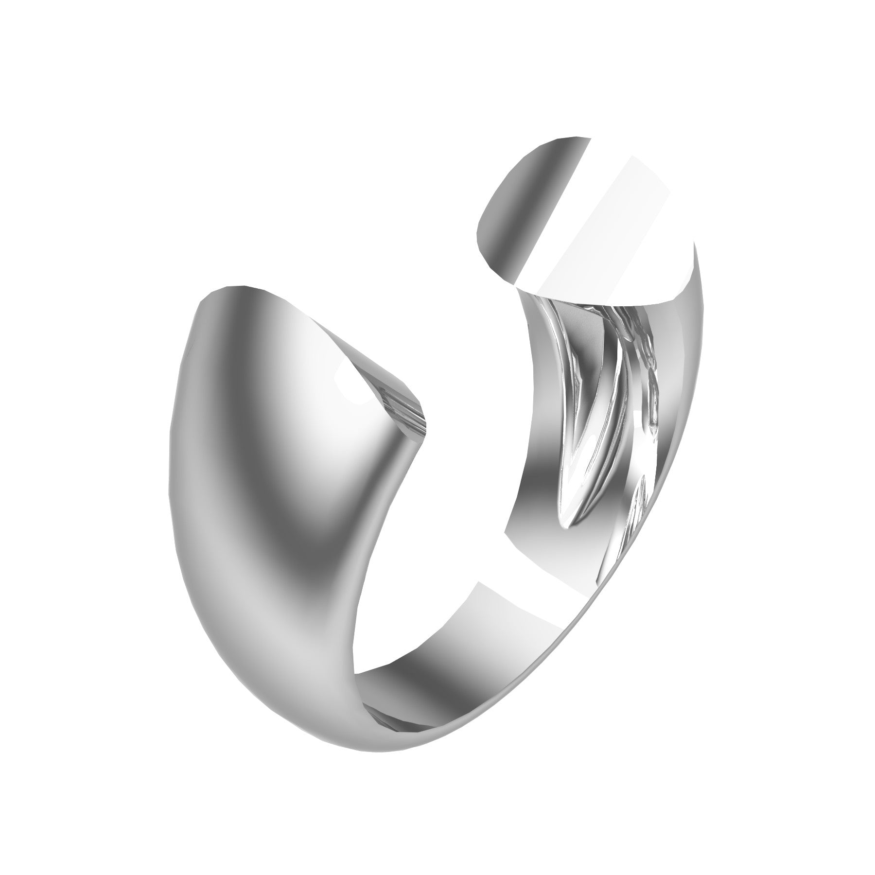 Open ellipse ring, 18 karat white gold , weight about 11,50 g (0,40 oz), width 10 mm