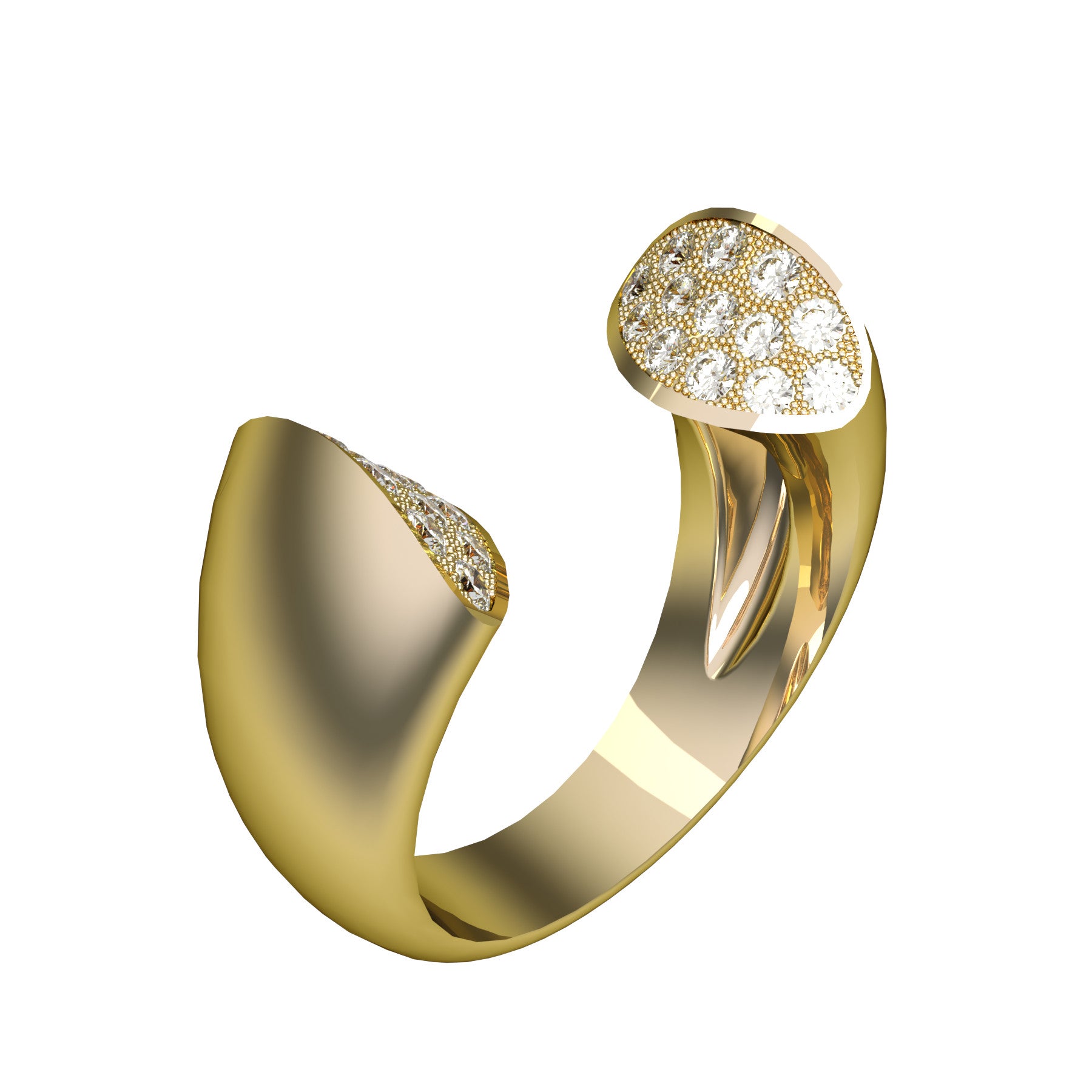 Open ellipse ring, 18 karat yellow gold , natural diamonds, weight about 11,00 g (0,39 oz), width 10 mm