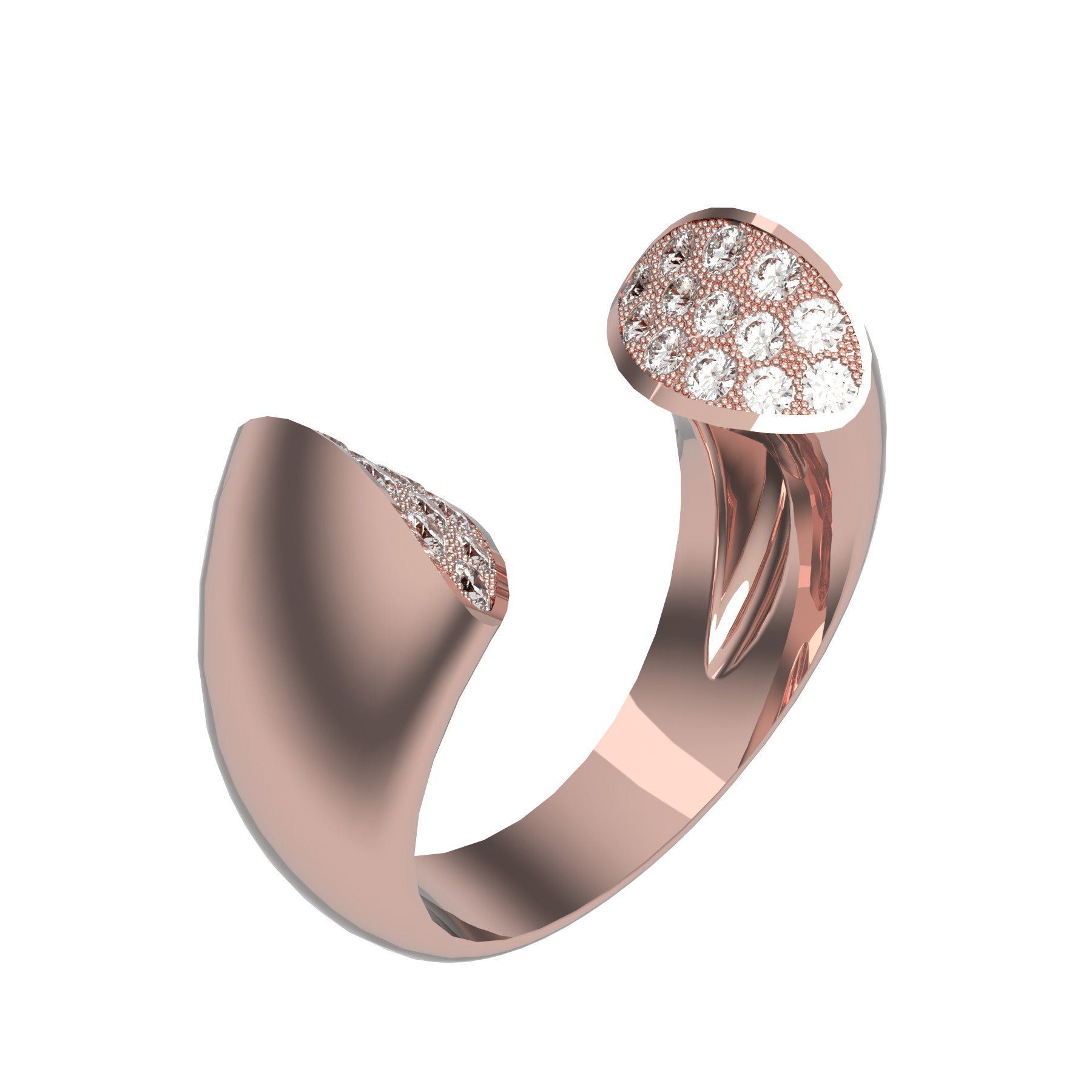 Open ellipse ring, 18 karat pink gold , natural diamonds, weight about 11,00 g (0,39 oz), width 10 mm