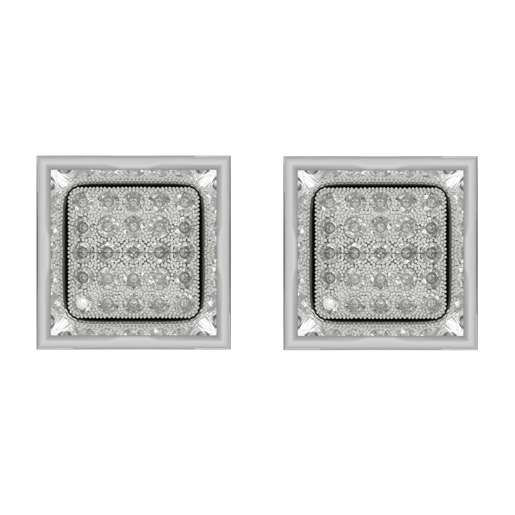 enviable earrings, 18 k white gold, 1,00 ct diamonds, each diamond 0,02 ct, square width 15,5 mm