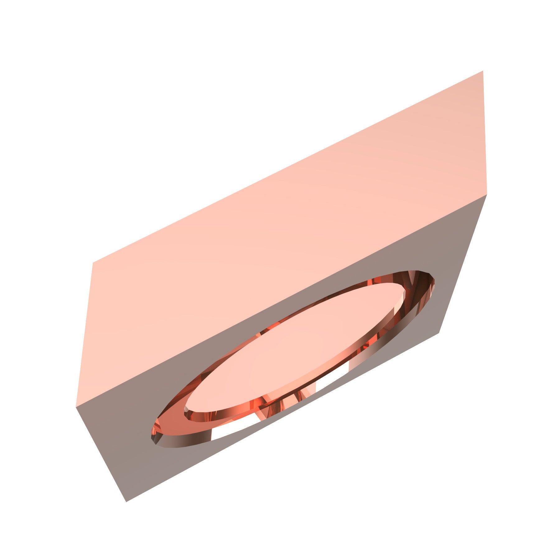 oblique ring, 18 K pink gold, weight about 11,3 g. (0.40 oz), width 8,0 mm