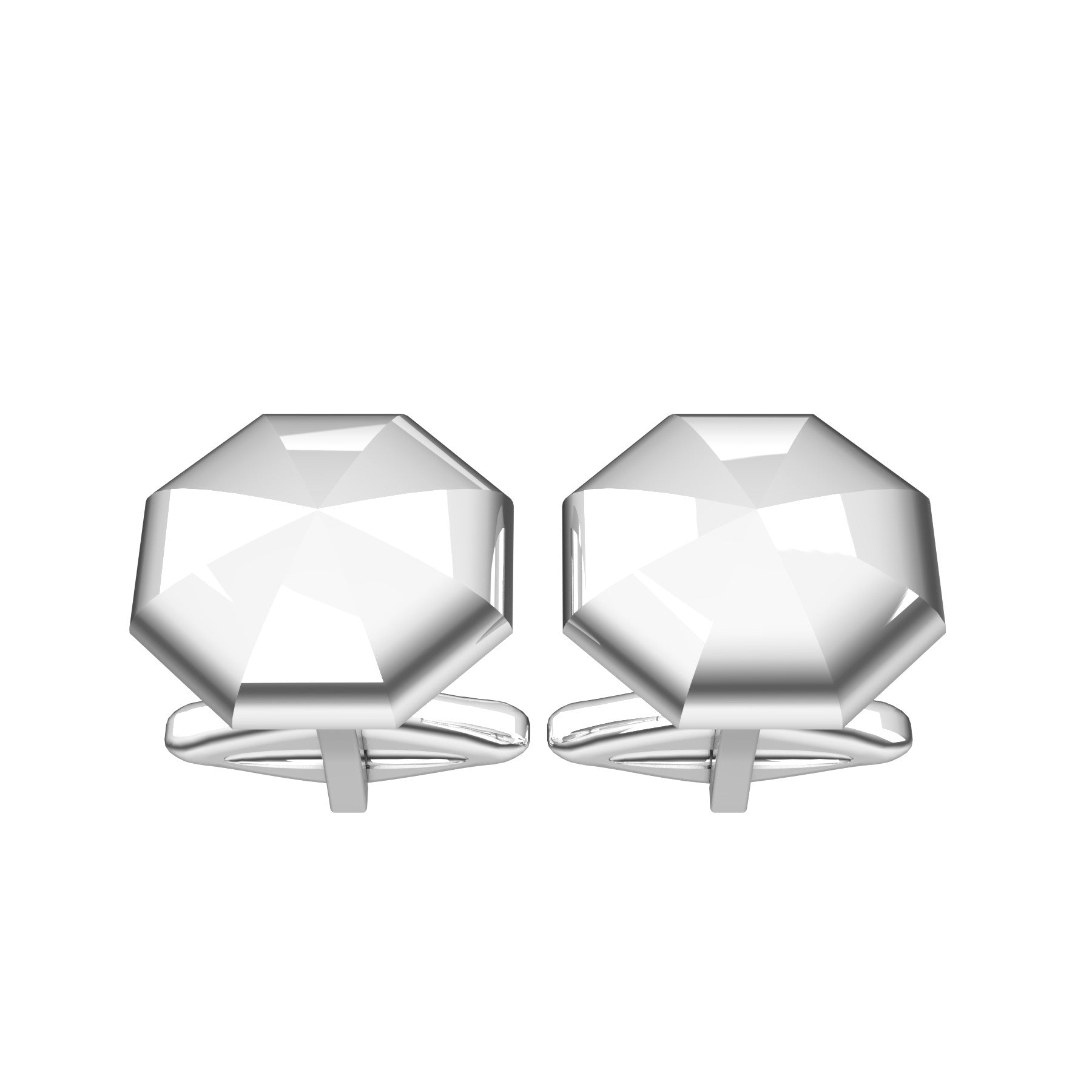domed octagonal cufflinks, 18 k white gold, weight about 12,0 g. (0.42 oz), size 15,2x15,2x4,00 mm