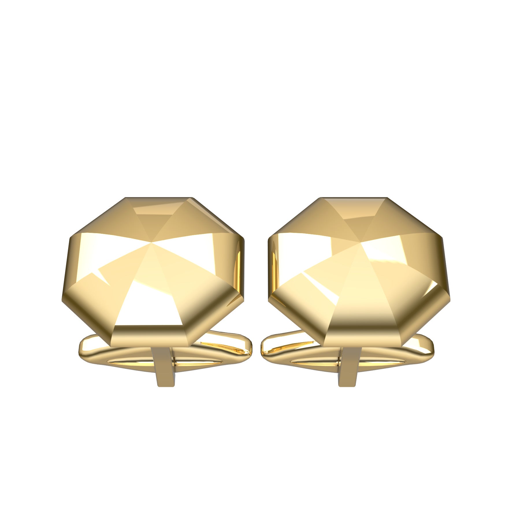 domed octagonal cufflinks, 18 k yellow gold, weight about 11,5 g. (0.40 oz), size 15,2x15,2x4,00 mm