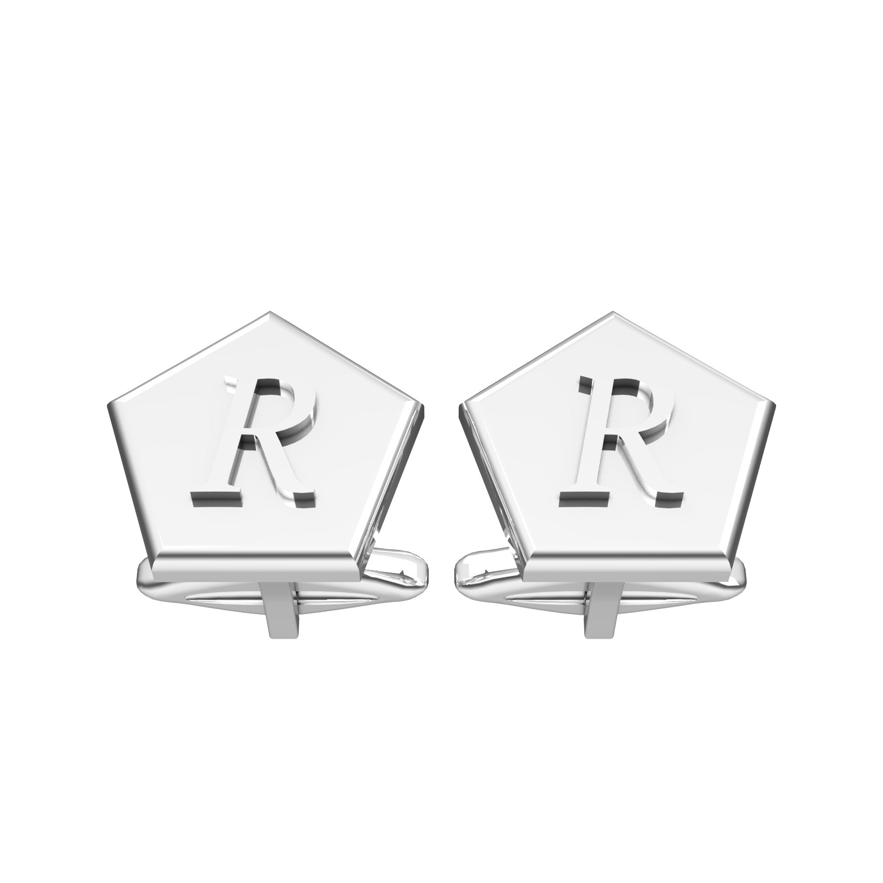 pentagonal cufflinks, sterling silver, weight about 9,00 g. (0,31 oz), size 16,1x15,3x3 mm