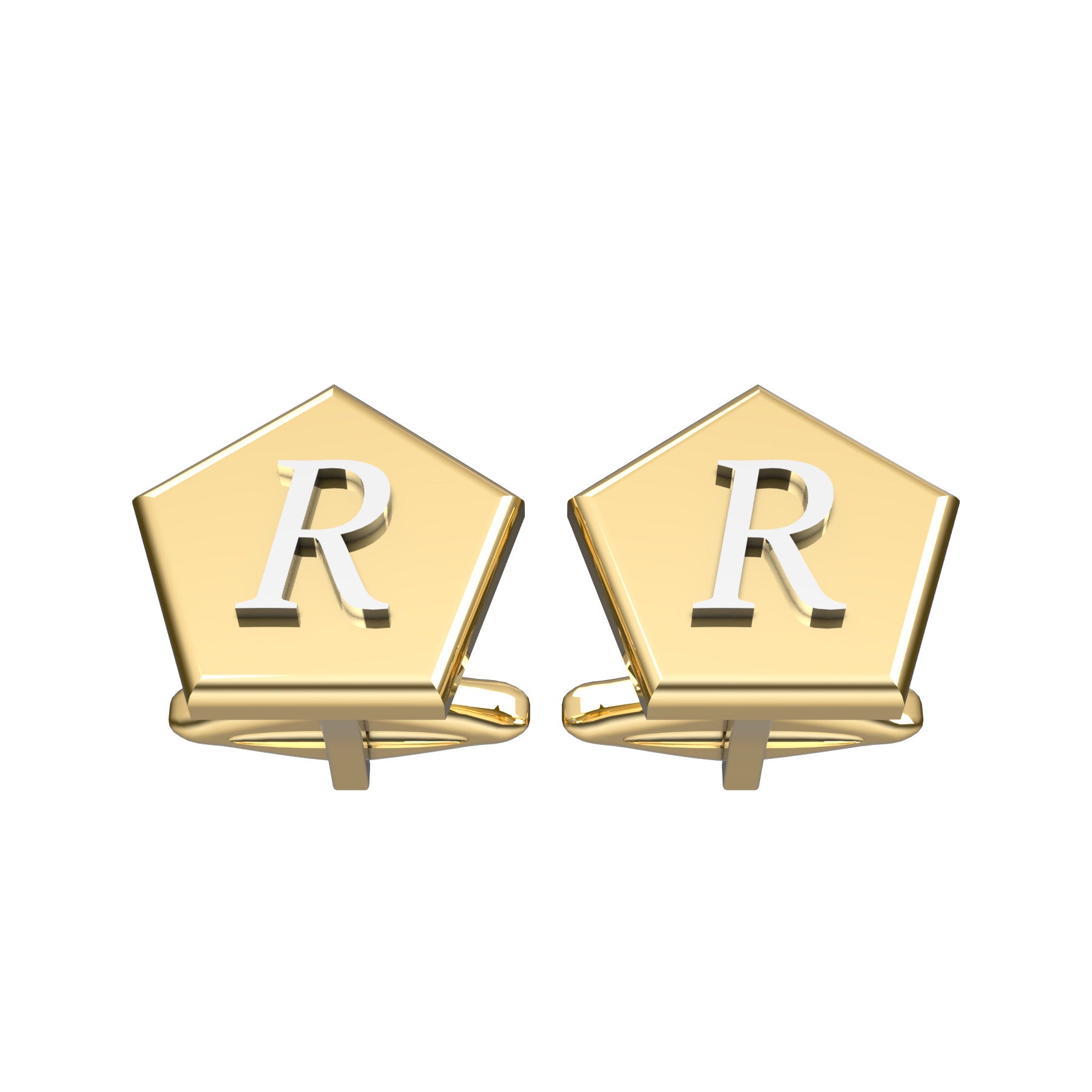 pentagonal cufflinks,18 K yellow gold, weight about 13,2 g (0.47 oz) size 16,1x15,3x3 mm max