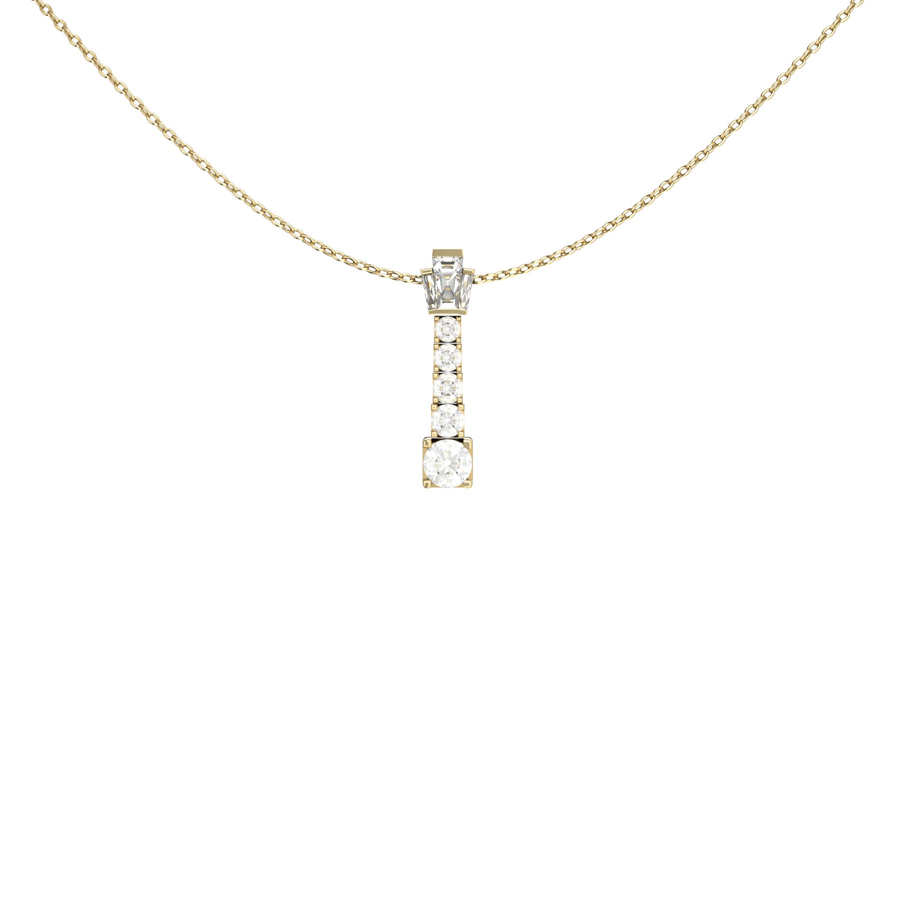 kira pendant, natural round diamonds, 18 K yellow gold, weight about 4,0 g (0.14 oz) length 21 mm