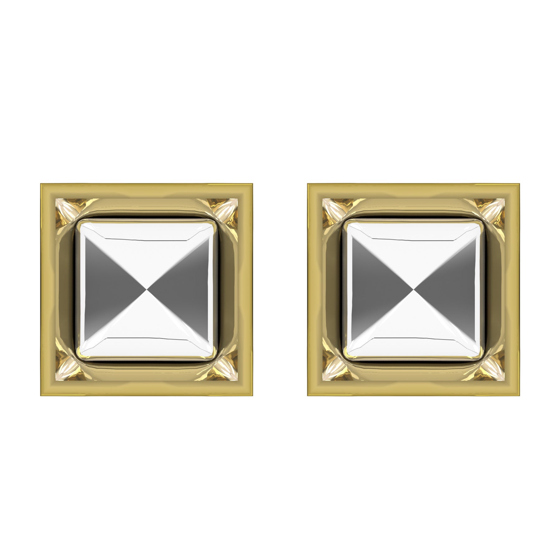 enviable earrings,  18 k yellow gold, square width 15,5 mm 