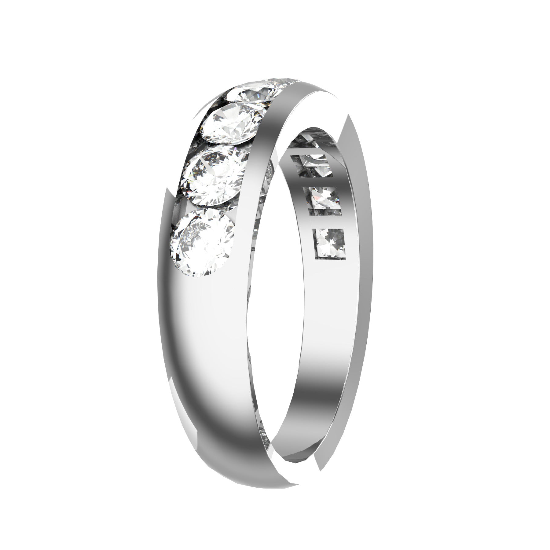 half wedding band, 18 k white gold, 0,13 ct round natural diamonds, weight about 4,90 g. (0.17 oz), width 5,00 mm