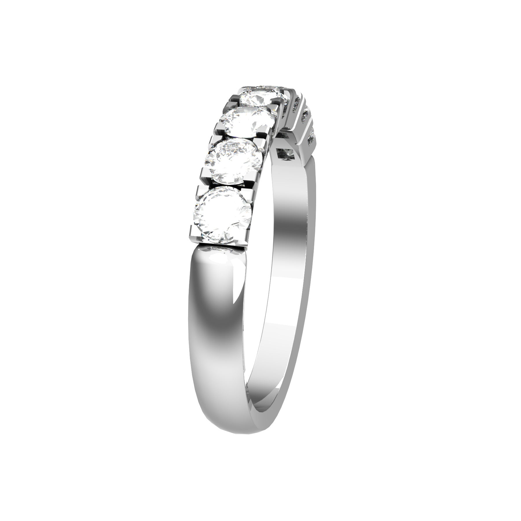 forever half wedding ring , 18 K white gold, 0,10 ct round natural diamond, weight about 3,3 g. (0.11 oz), width 3,0 mm