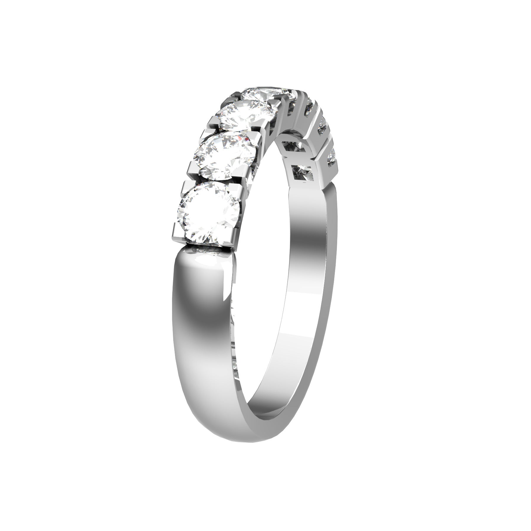 forever half wedding ring , 18 K white gold, 0,13 ct round natural diamond, weight about 3,6 g. (0.12 oz), width 3,3 mm