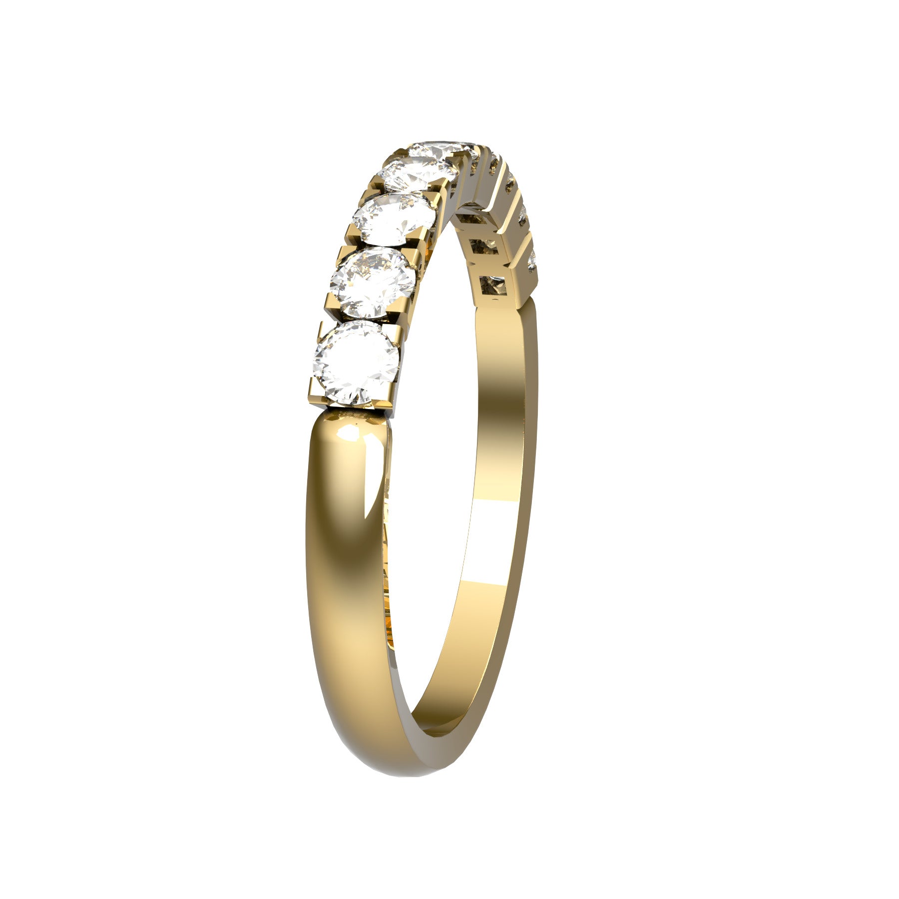 forever half wedding ring, 18 K yellow gold, 0,05 ct round natural diamond, weight about 2,2 g. (0.07 oz), width 2,40 mm