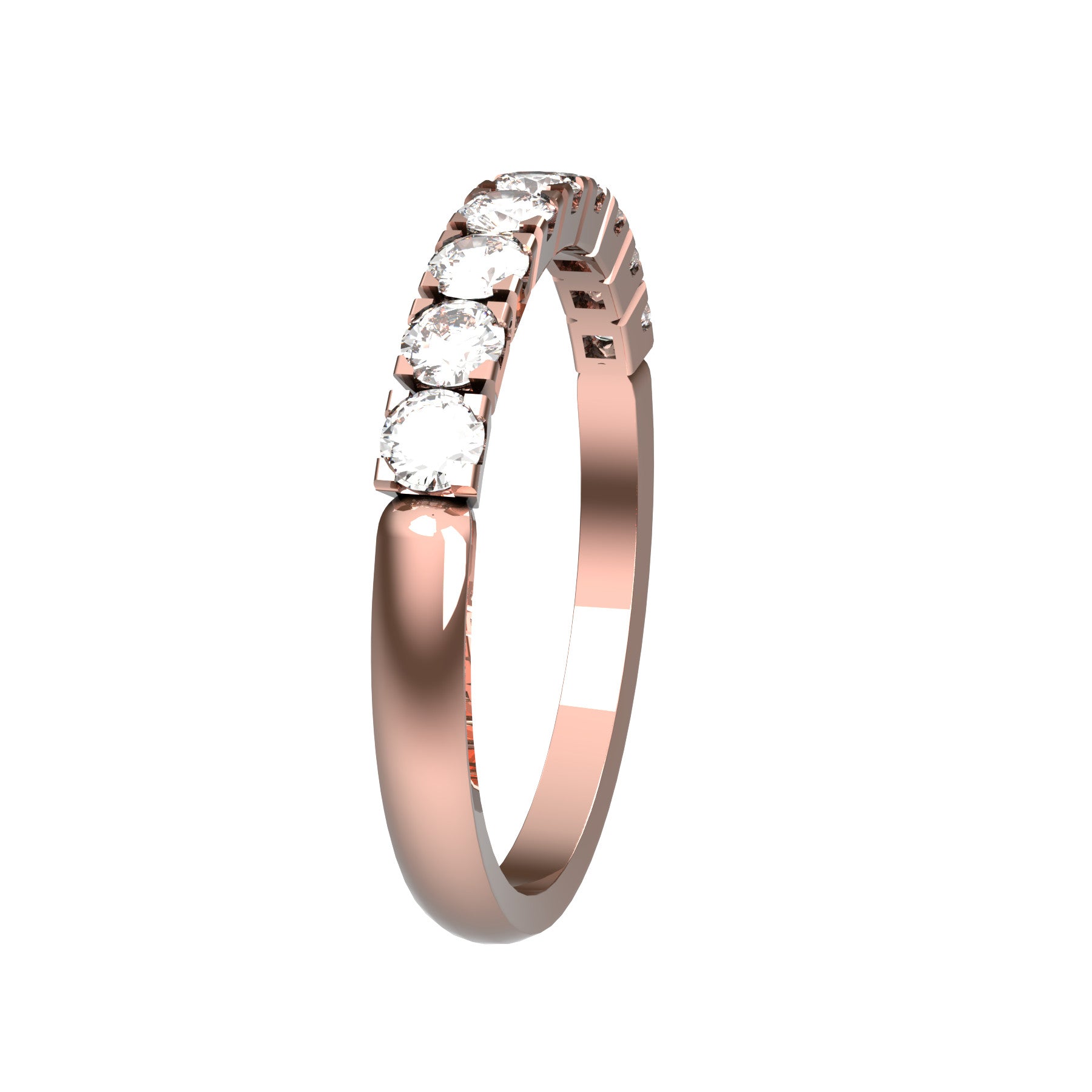 forever half wedding ring, 18 K pink gold, 0,05 ct round natural diamond, weight about 2,2 g. (0.07 oz), width 2,40 mm