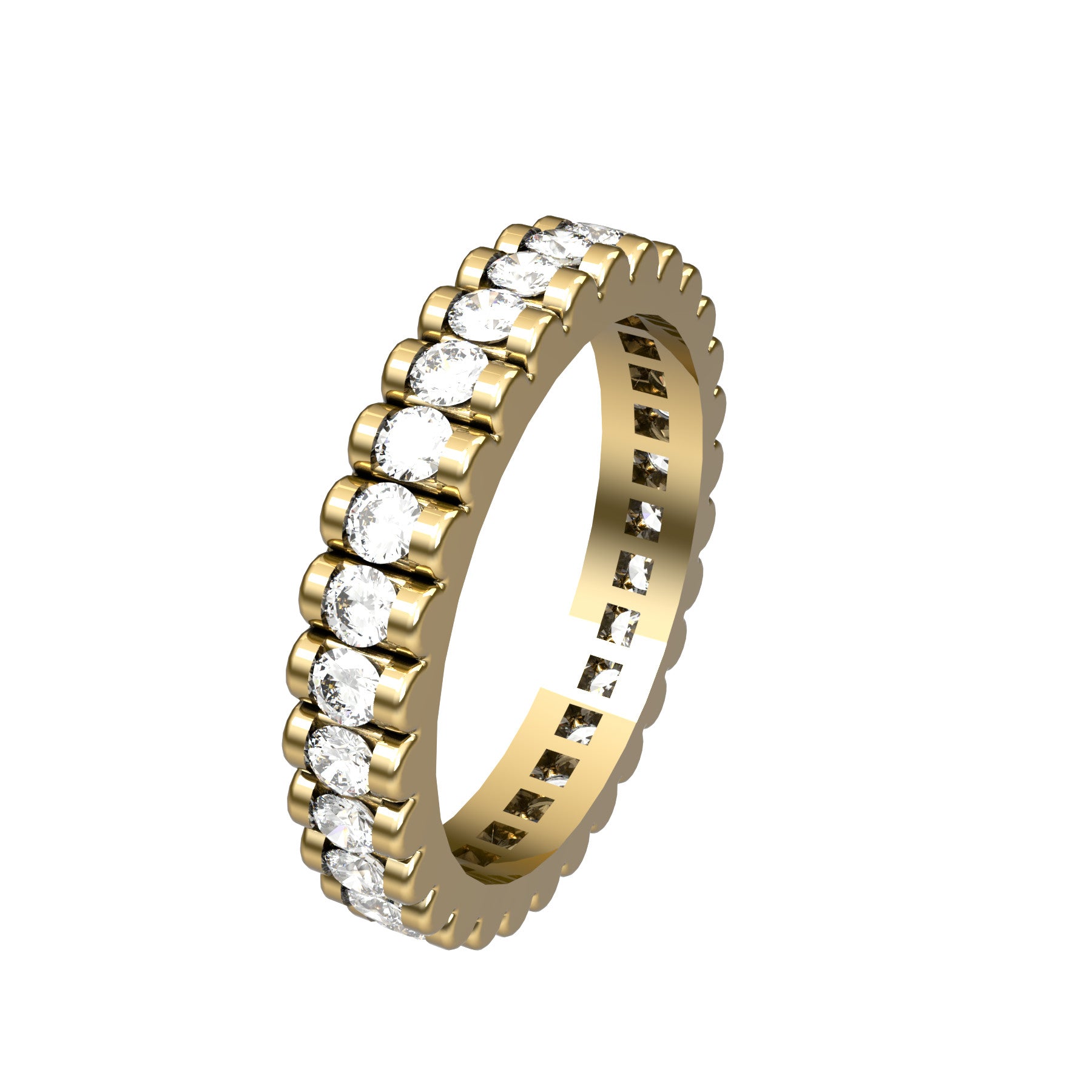 loving flower wedding band, 18 k yellow gold, 0,03 ct round natural diamonds, weight about 3,8 g. (0.13 oz), width 3,5 mm