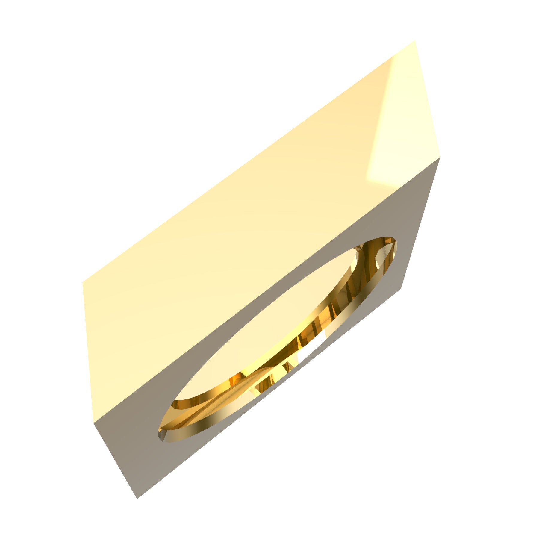 oblique ring, 18 K yellow gold, weight about 11,3 g. (0.40 oz), width 8,0 mm 