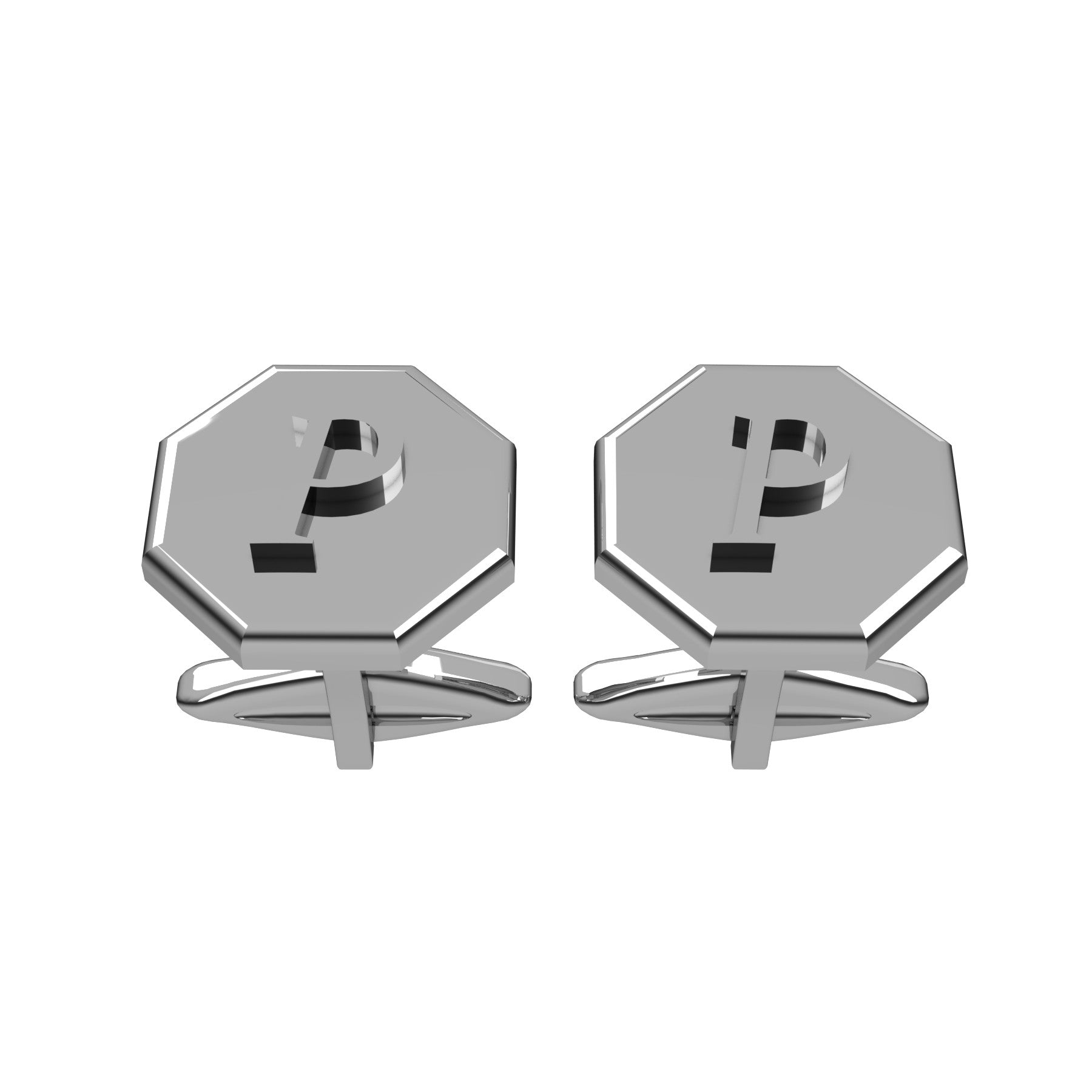 octagonal cufflinks, sterling silver, weight about 9,00 g. (0,31 oz), size 15,2x15,2x2,00 mm