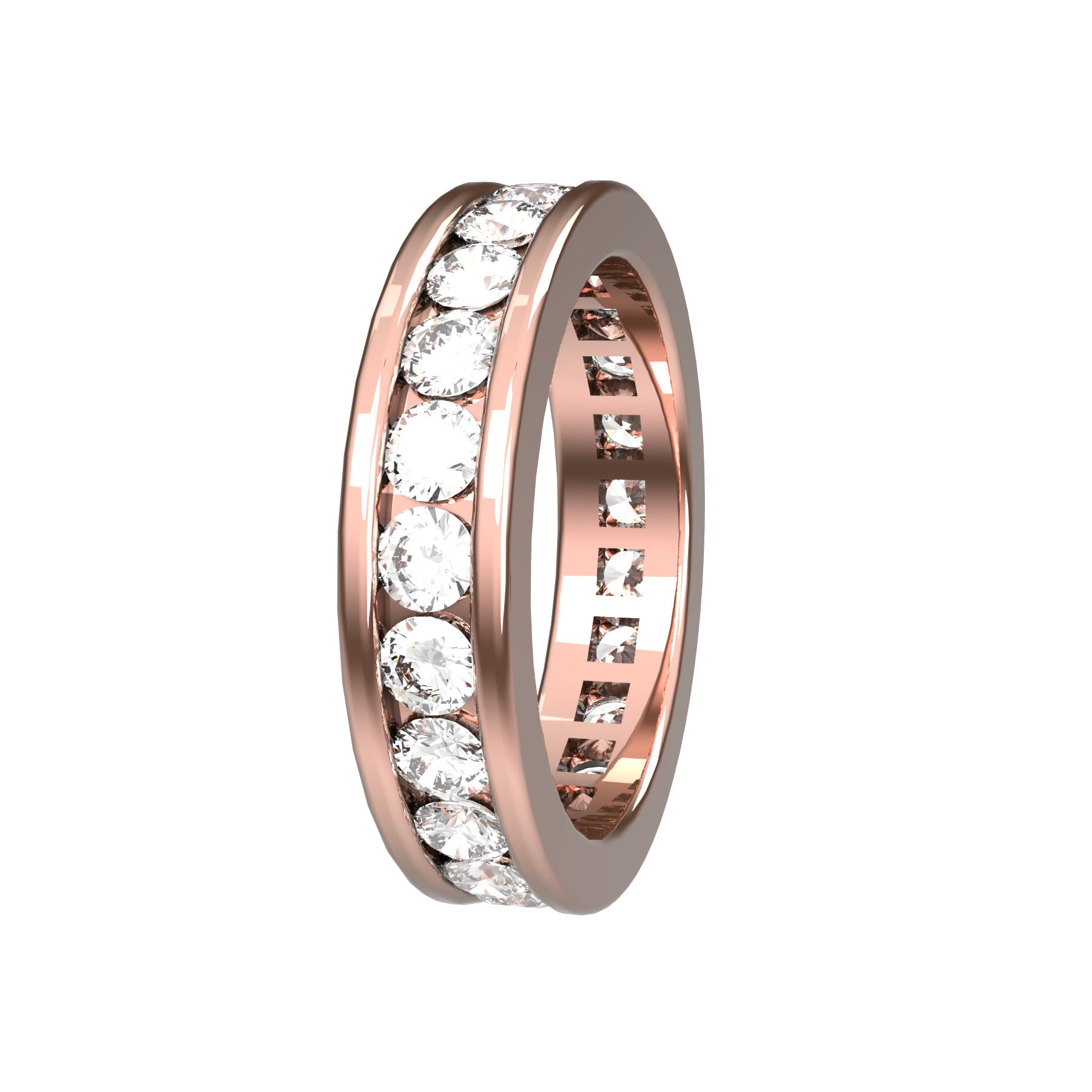 perpetual wedding ring, 18 K pink gold, 0,07 ct round natural diamond, weight about 5,6 g. (0.20 oz), width 4,70 mm