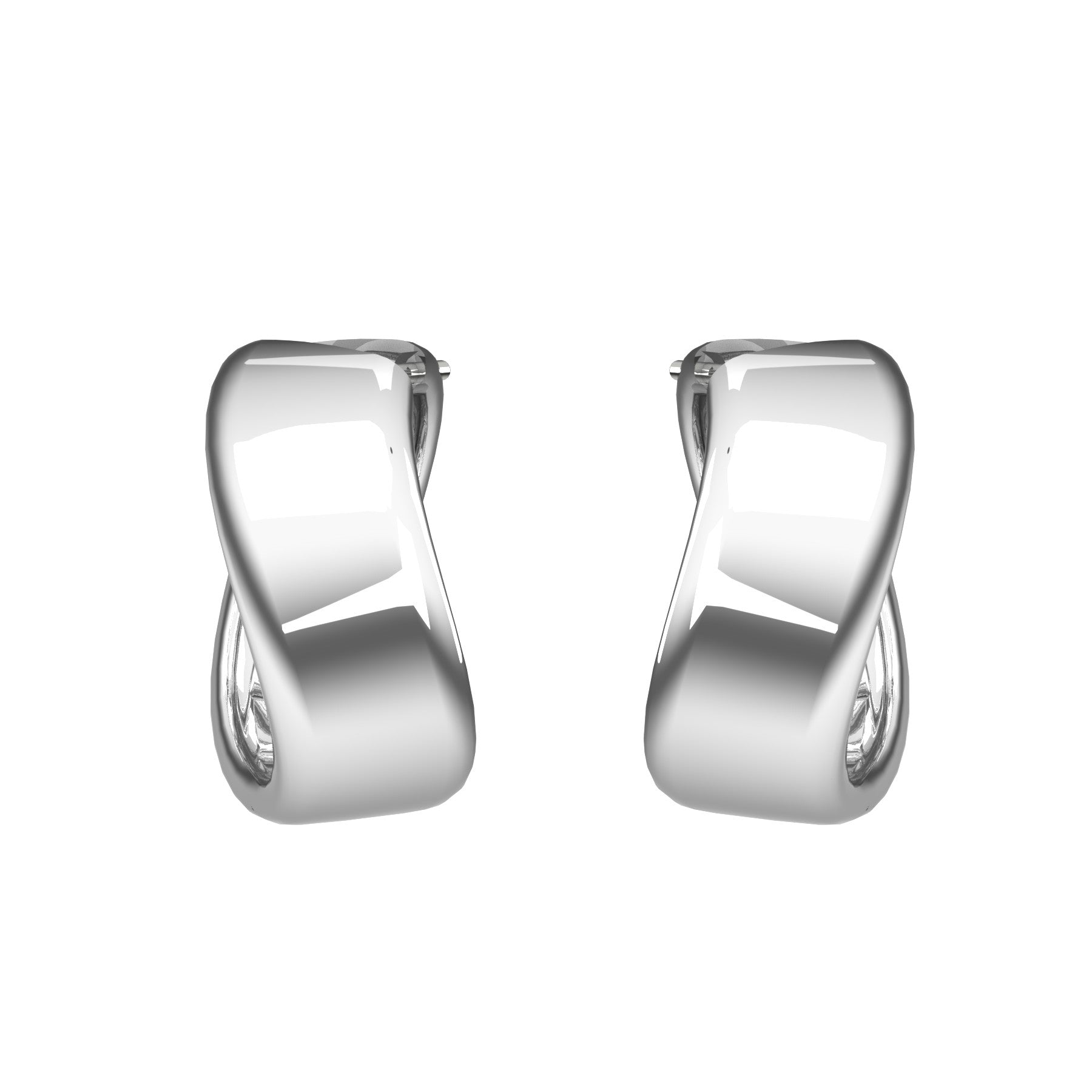 pli fluide earrings, 18 k white gold, weight about 12,6 g (0,44 oz.), diameter 20 mm