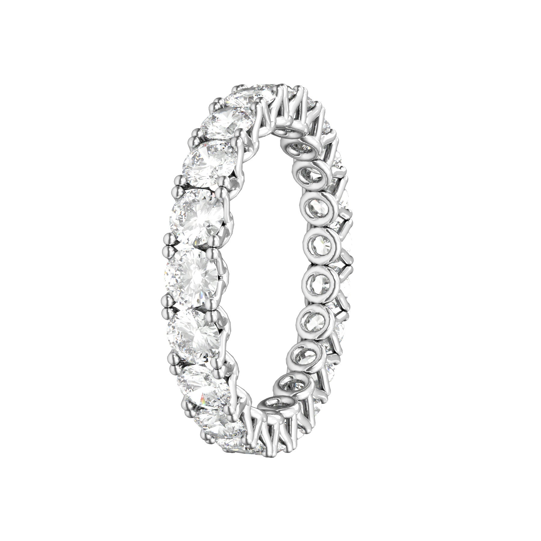 sweet hearts wedding band, 18 K white gold, 0,10 natural diamonds, weight about 2,00 g. (0.07 oz), width 3,00 mm