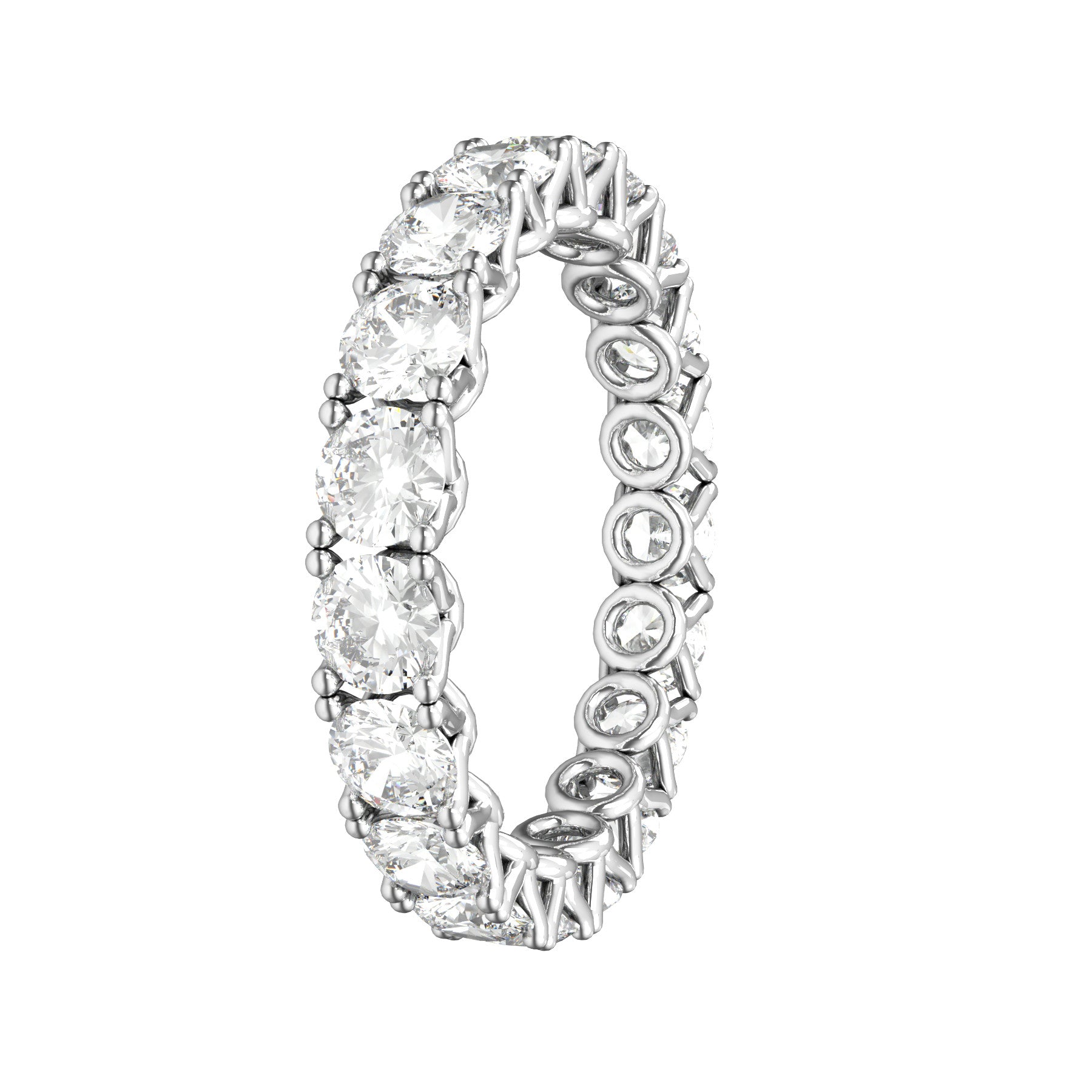 sweet hearts wedding band, 18 K white gold, 0,13 natural diamonds, weight about 2,10 g. (0.07 oz), width 3,25 mm