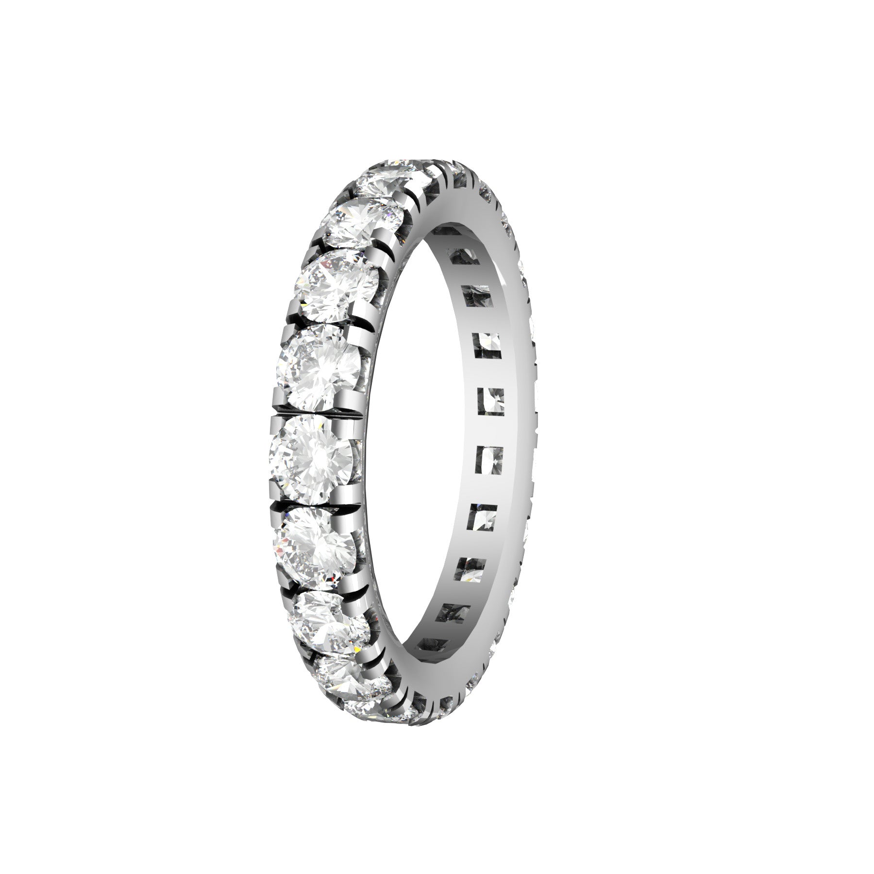 0,10 ct diamonds wedding band, 18 k white gold, weight 3,00 g. (0.10 oz), width 3,10 mm