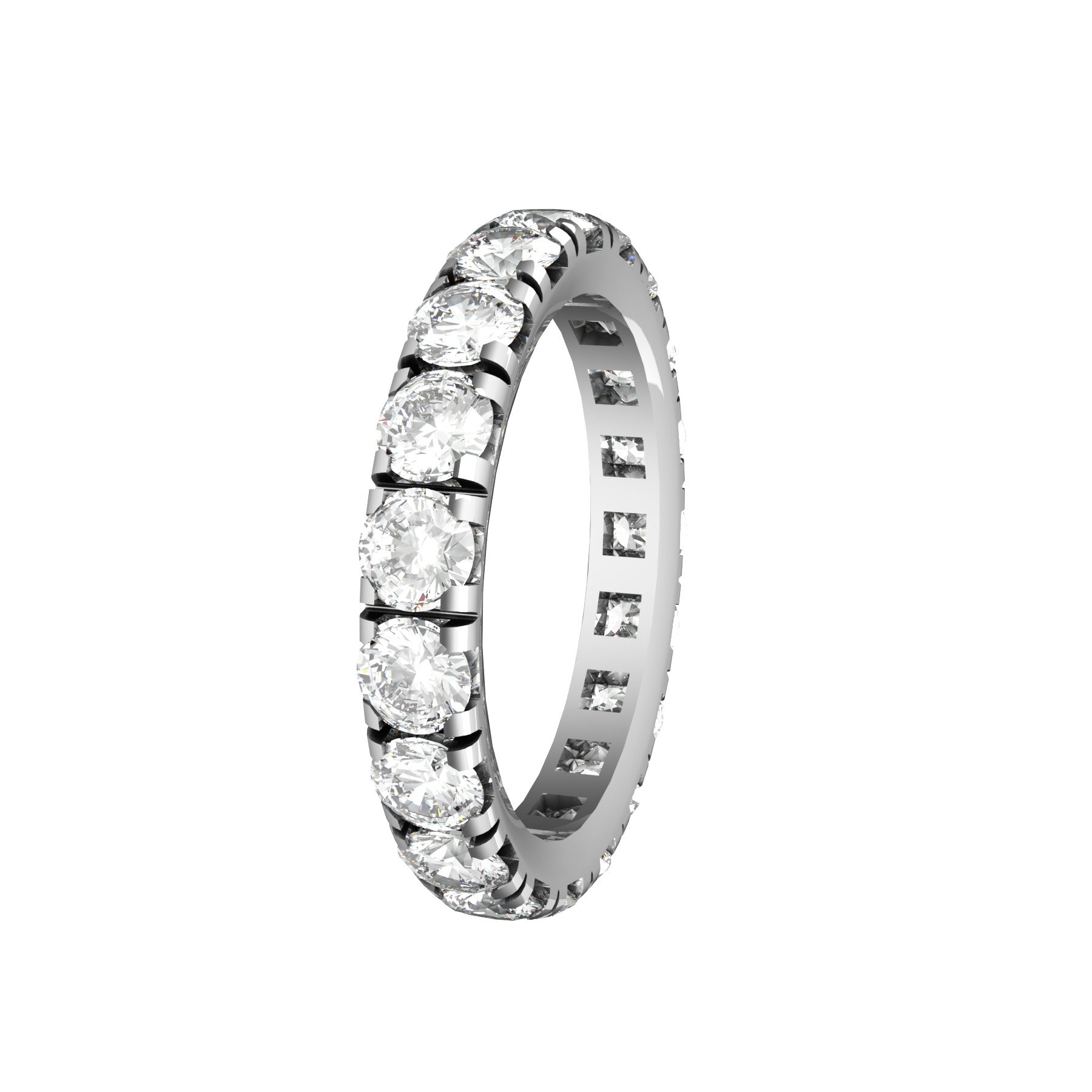 0,13 ct diamonds wedding band, 18 k white gold, weight 3,50 g. (0.12 oz), width 3,30 mm