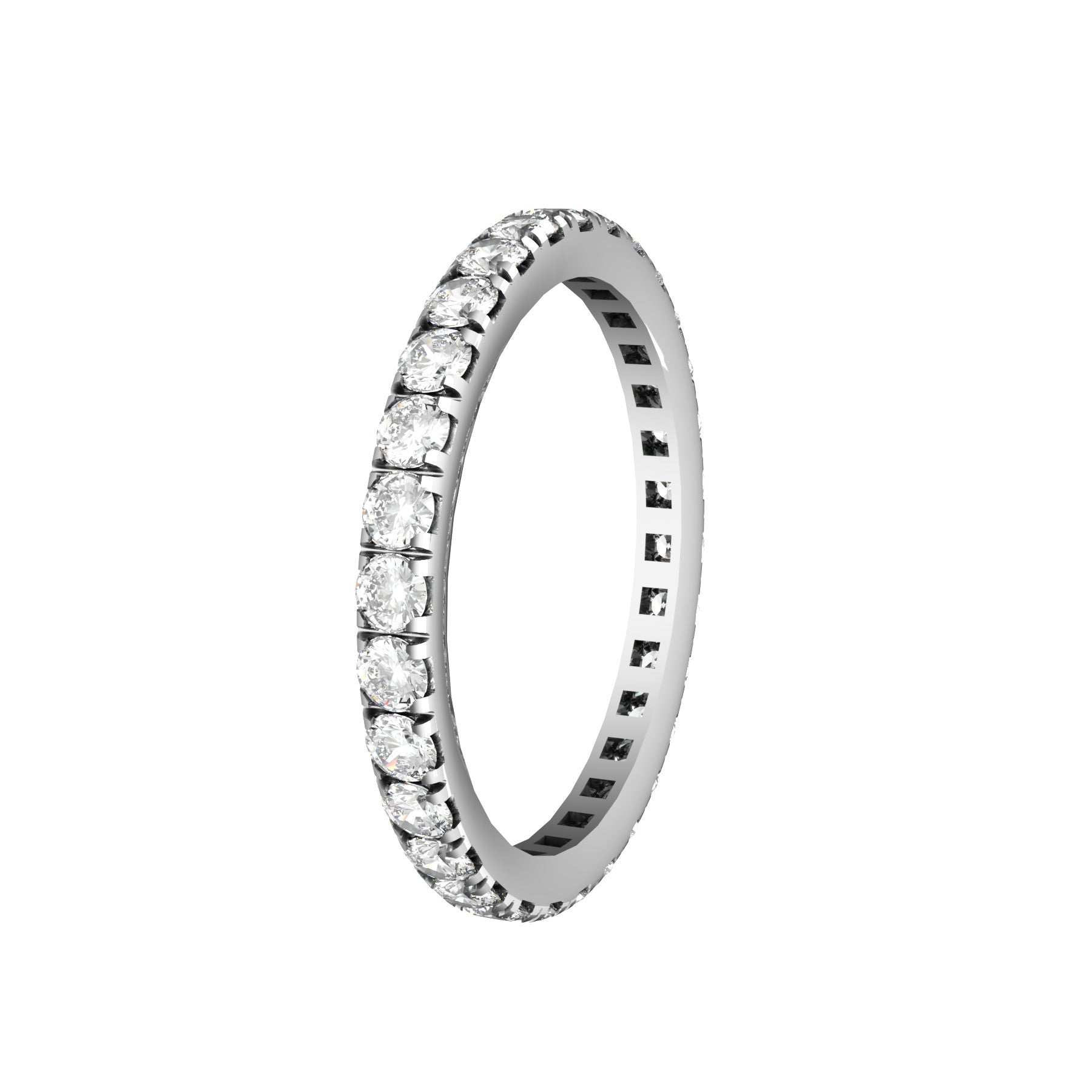 0.03 ct diamond wedding band, 18 k white gold, weight  about 2,00 g (0.07 oz); width 2.10 mm