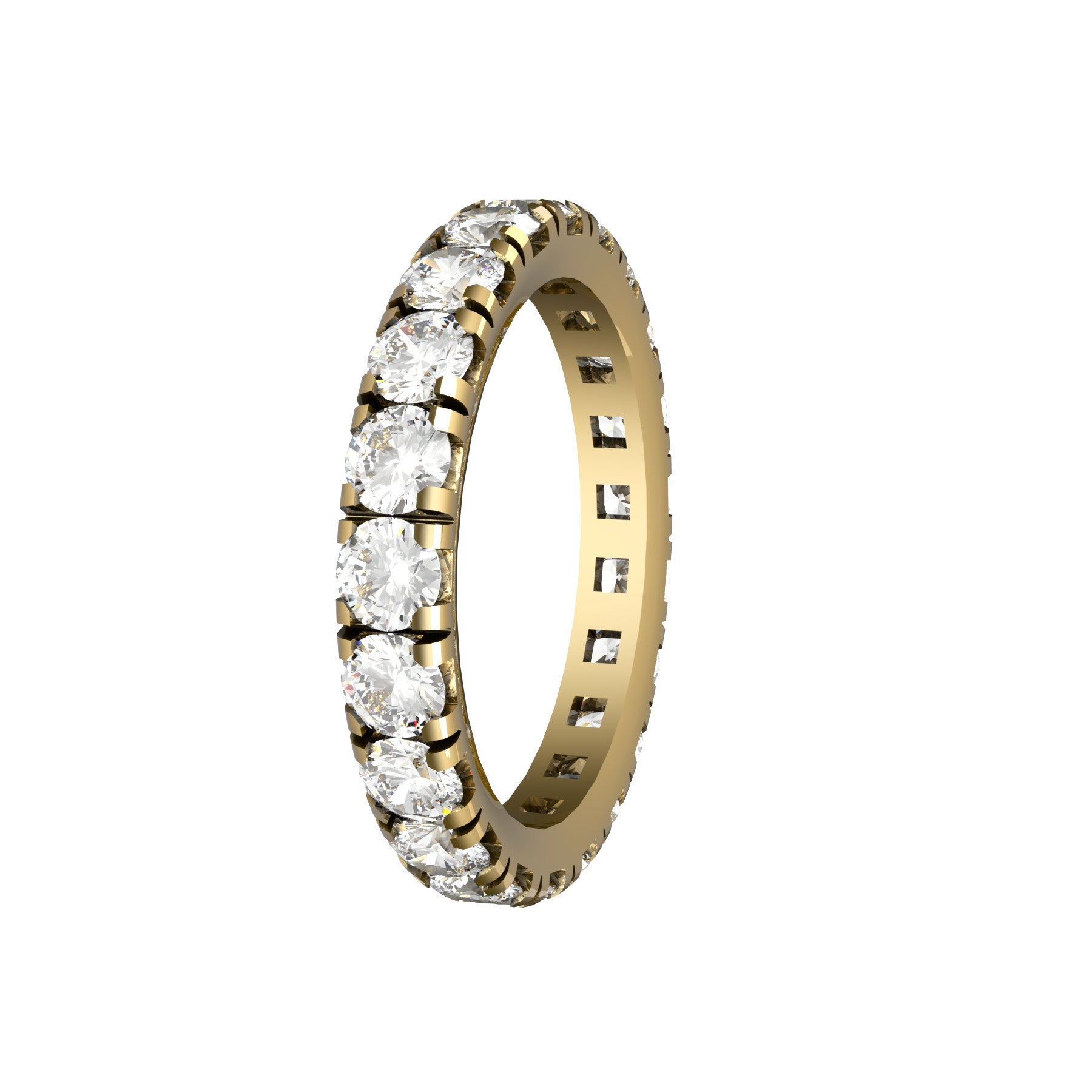 0,10 ct diamonds wedding band, 18 k yellow gold, weight 3,00 g. (0.10 oz), width 3,10 mm