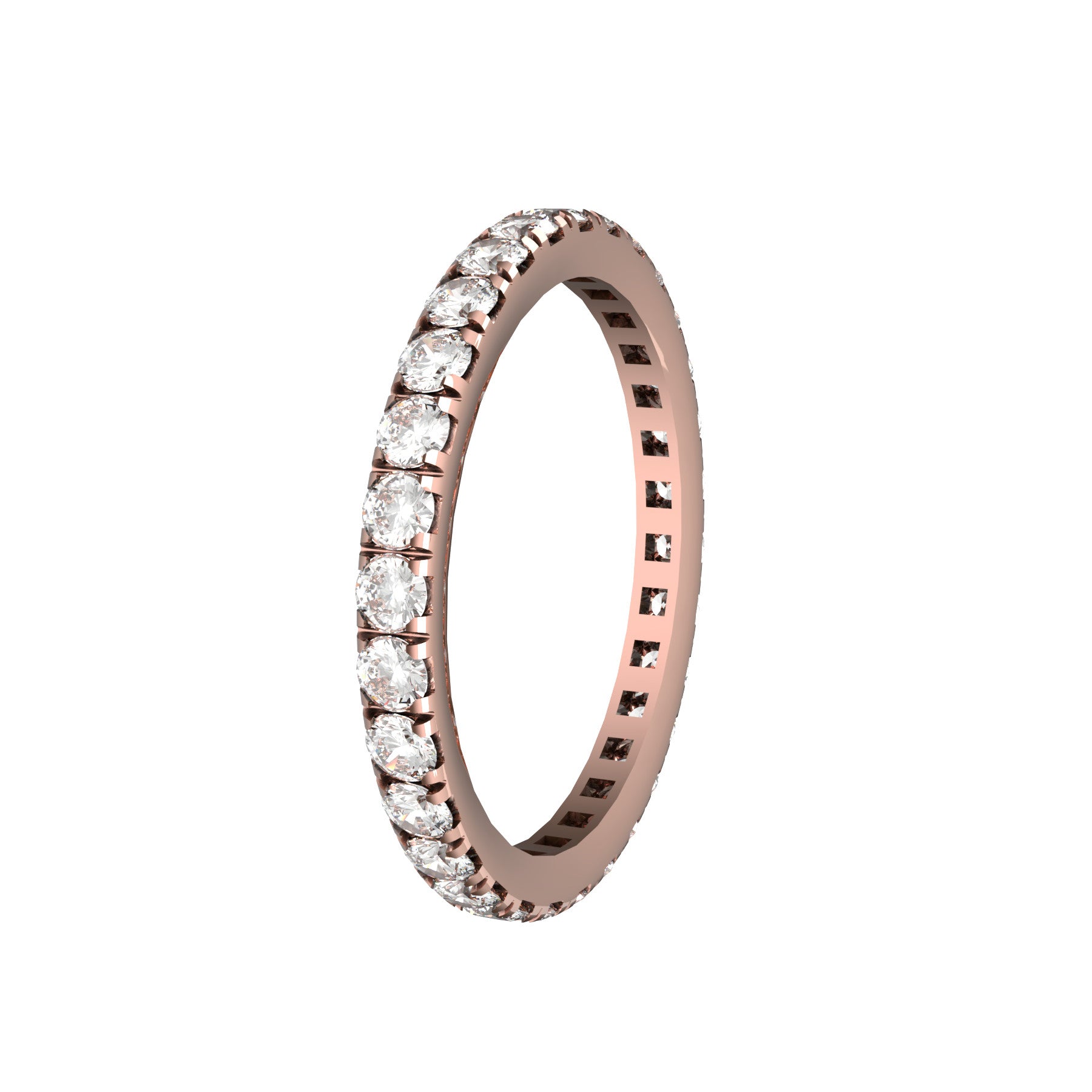 0.03 ct diamond wedding band, 18 k pink gold, weight about 2,00 g (0.07 oz); width 2.10 mm