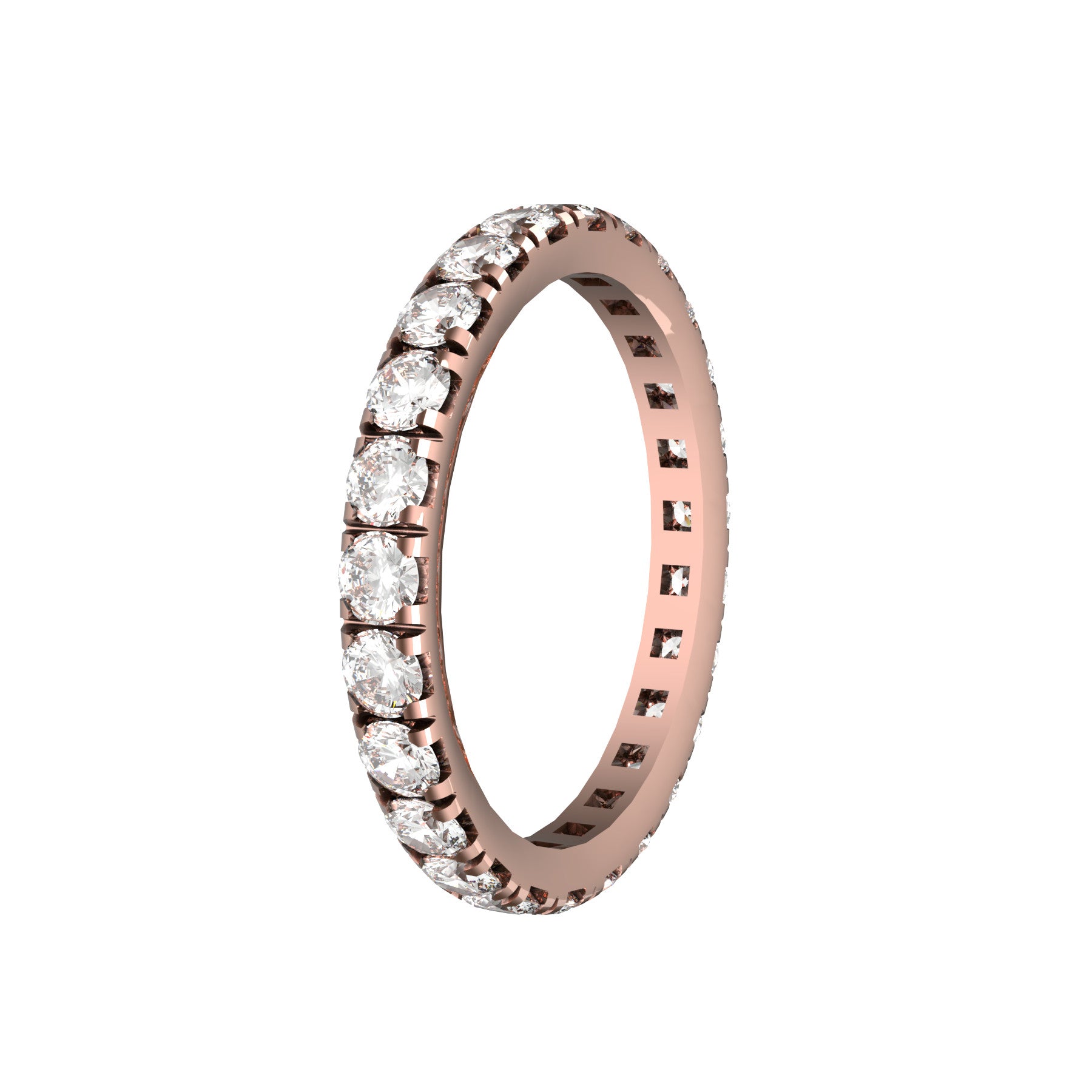 0,05 ct diamonds wedding band, 18 k pink gold, weight 2,30 g. (0.08 oz), width 2,50 mm