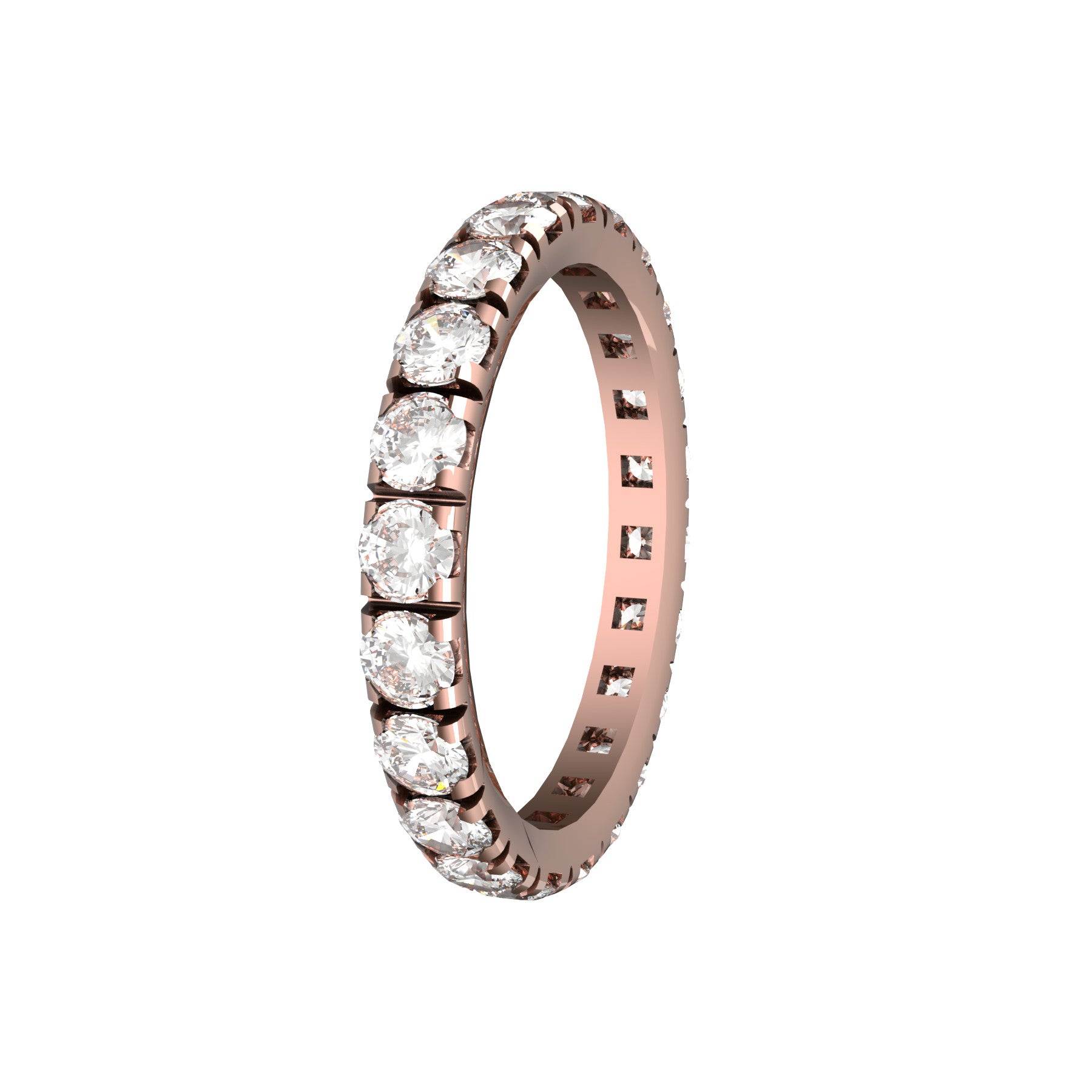 0,07 ct diamonds wedding band, 18 k pink gold, weight 2,50 g. (0.09 oz), width 2,70 mm