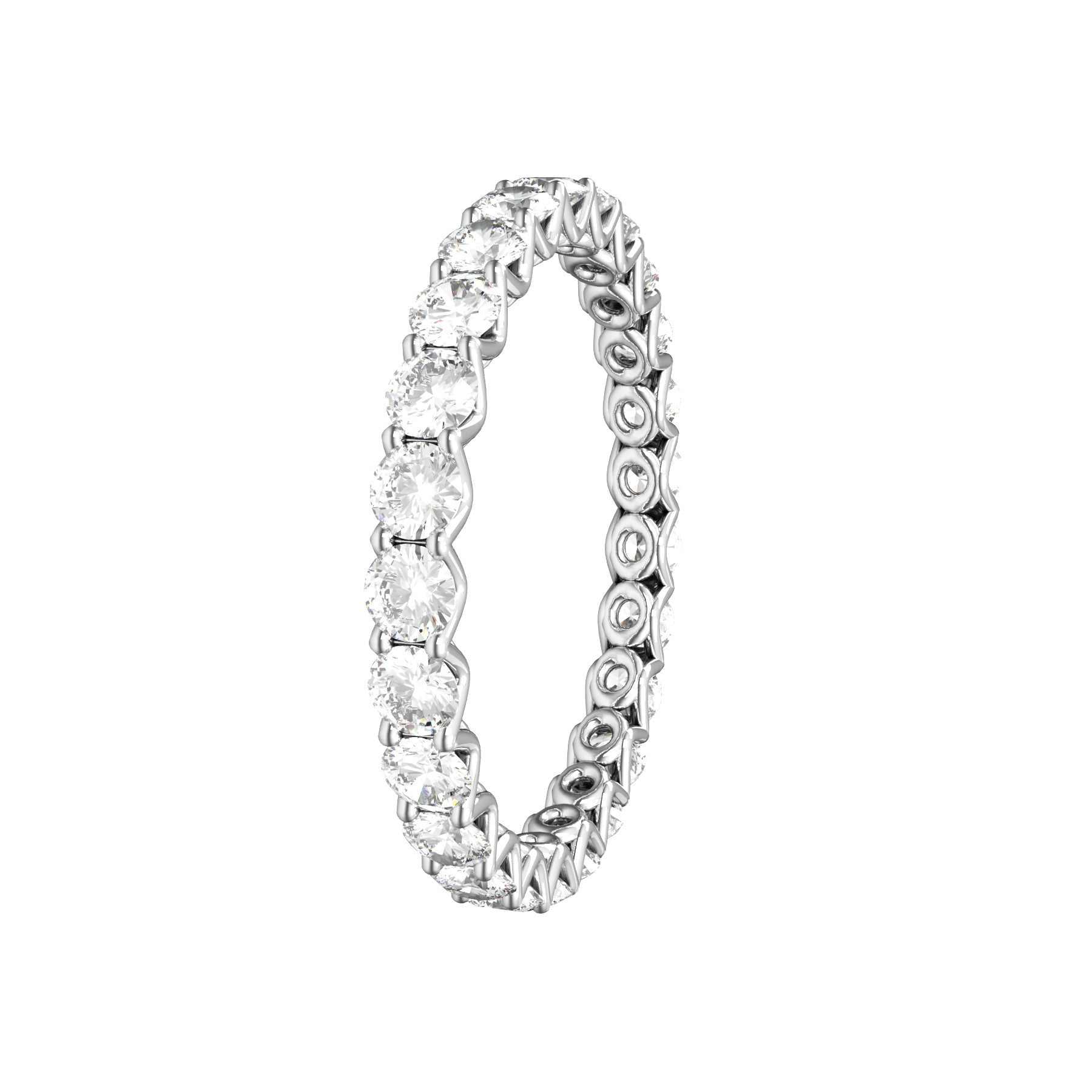 unlimited wedding ring, 18 K white gold, 0,05 ct round natural diamond, weight about 1,4 g. (0.05 oz), width 2,40 mm