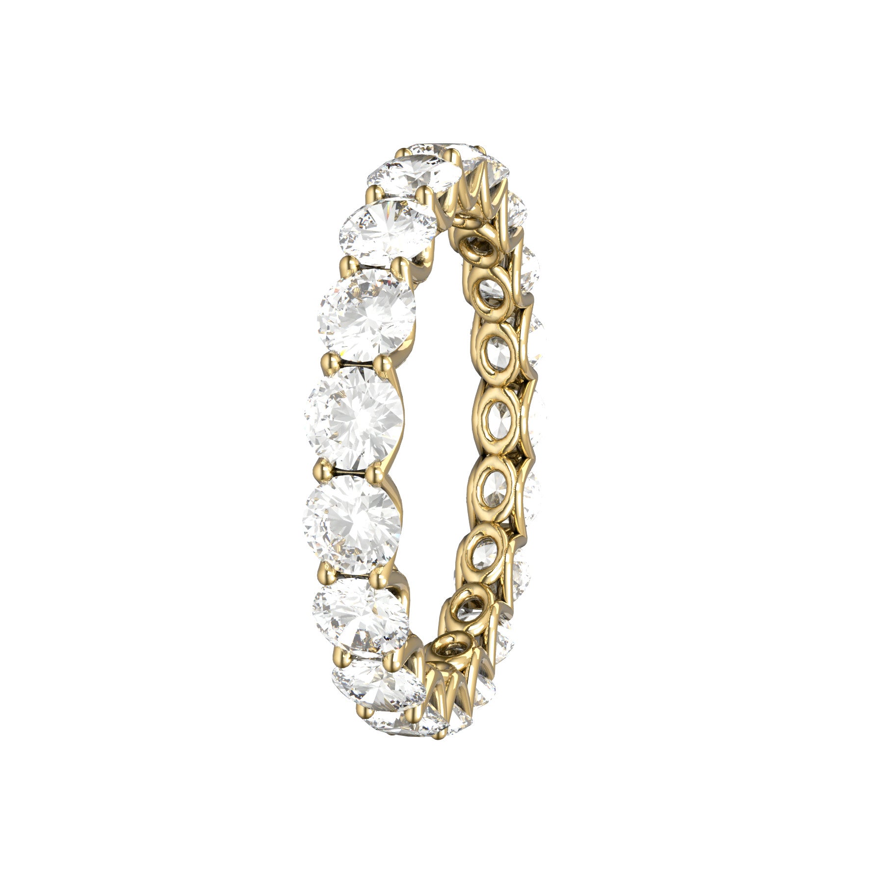 unlimited wedding ring ,18 K yellow gold, 0,13 ct round natural diamond, weight about 1,9 g. (0.07 oz), width 3,3 mm