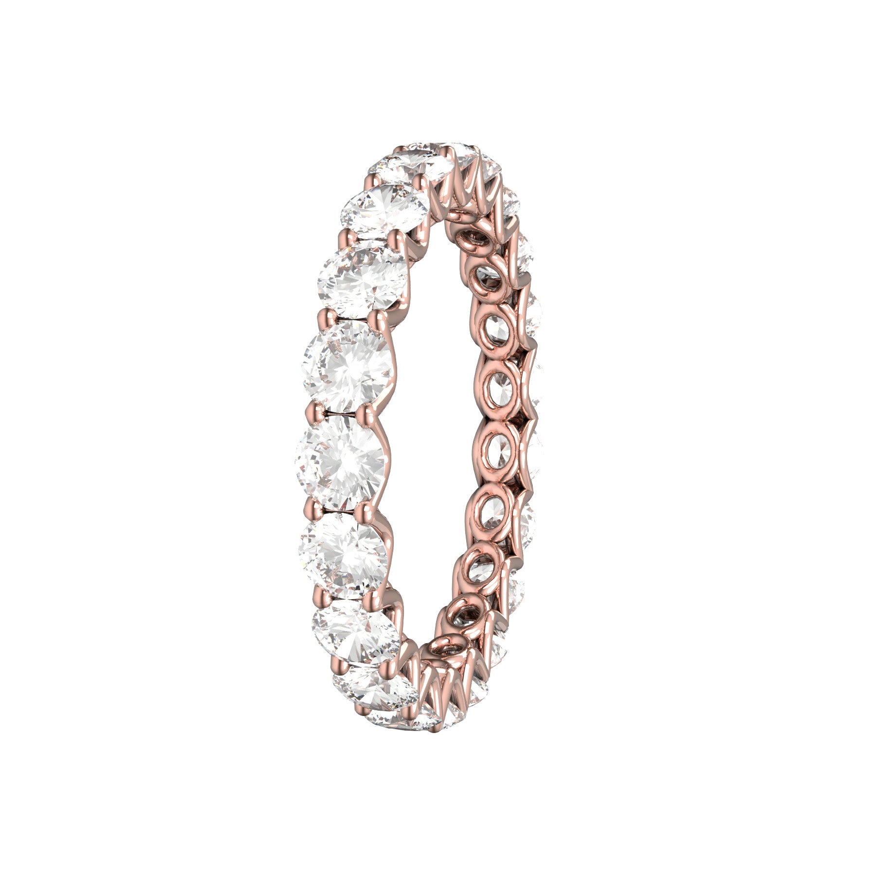 unlimited wedding ring ,18 K pink gold, 0,10 ct round natural diamond, weight about 1,8 g. (0.06 oz), width 3,0 mm