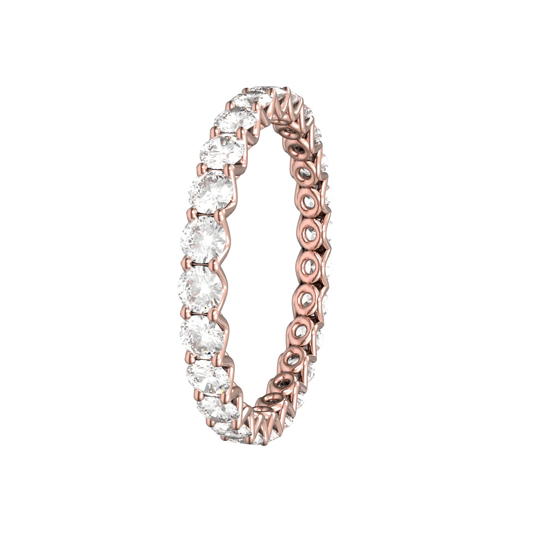 unlimited wedding ring, 18 K pink gold, 0,05 ct round natural diamond, weight about 1,4 g. (0.05 oz), width 2,40 mm